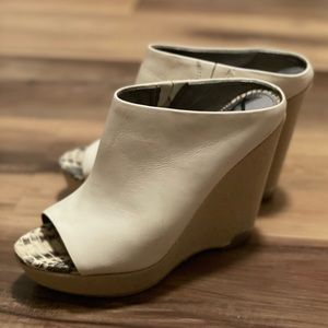 Cream leather platform wedges by Sam Edelman